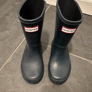 Hunter Navy Blue Kids Rain Boot  - Size UK 8